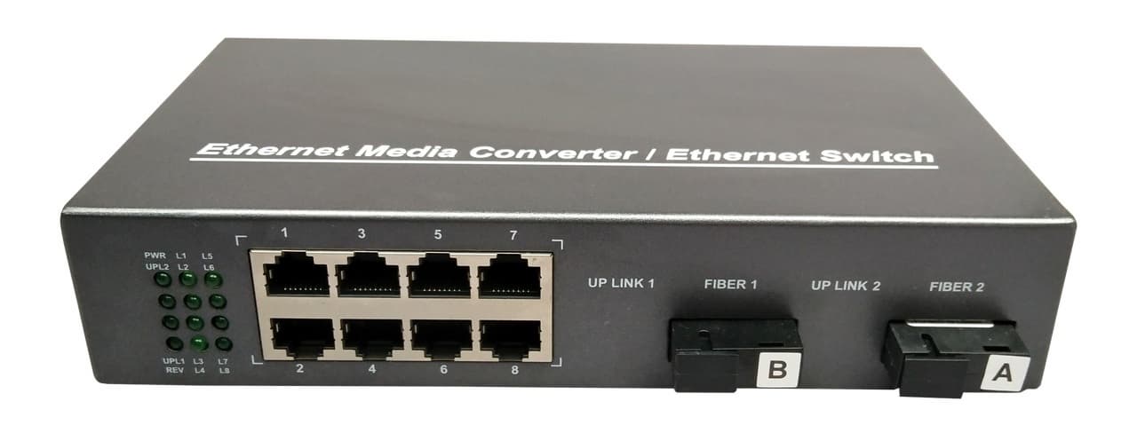 Gigabit 8ports POE Ethernet with 2 fiber ports SC  20KM SM